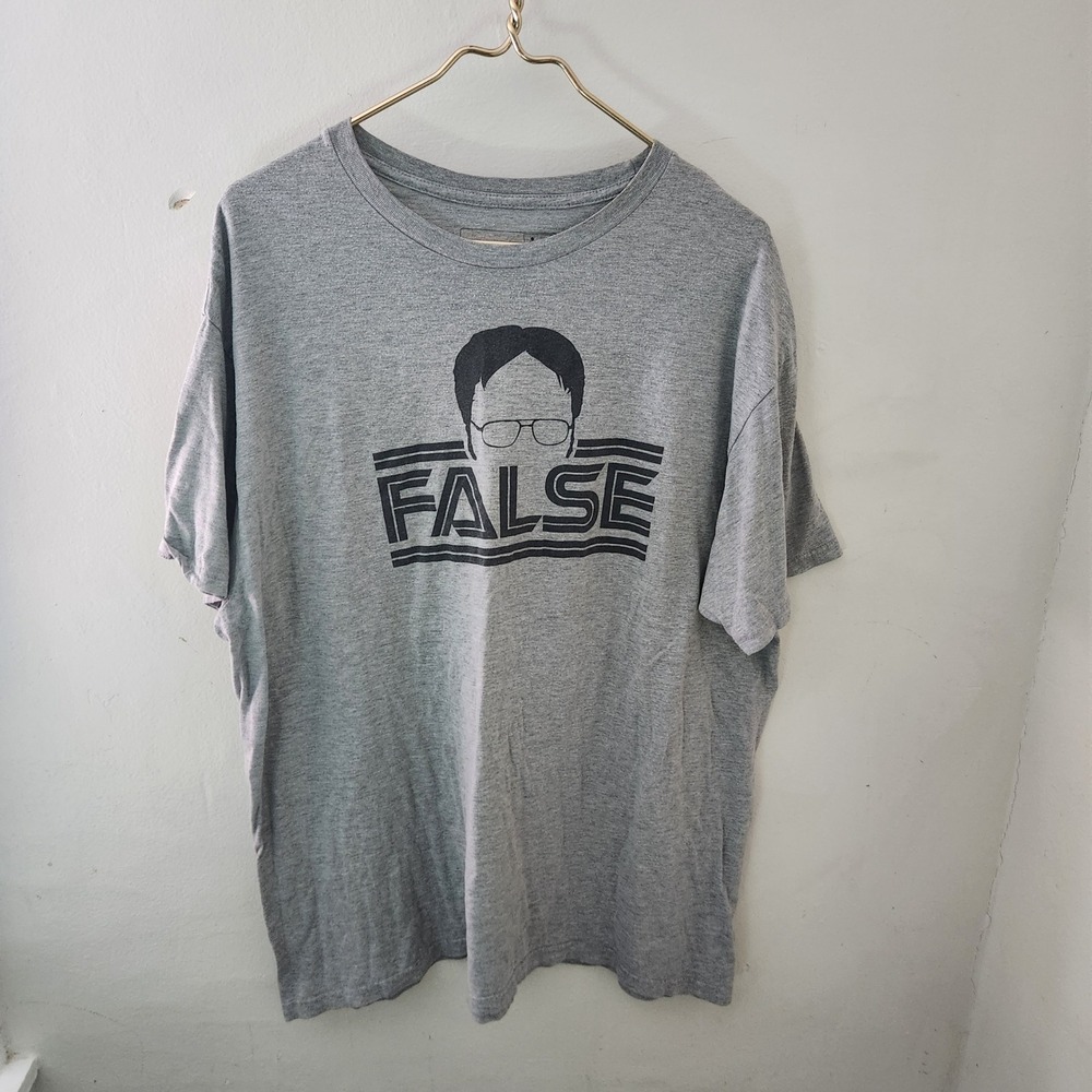 The Office Dwight Schrute False Graphic T-Shirt‎ Mens 2XL Gray l